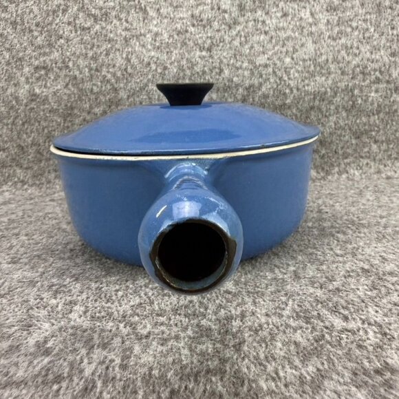 ✅VTG Le Creuset #20 Enameled Blue Cast Iron 2 QT Saucepan + Lid Made in France - Picture 5 of 10